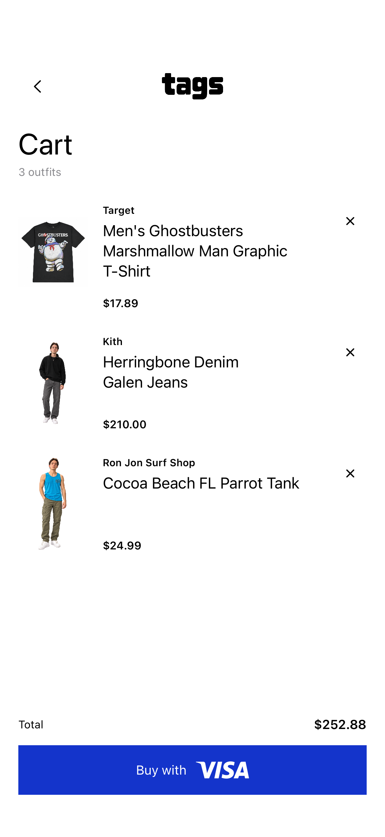 Cart in the Tags app
