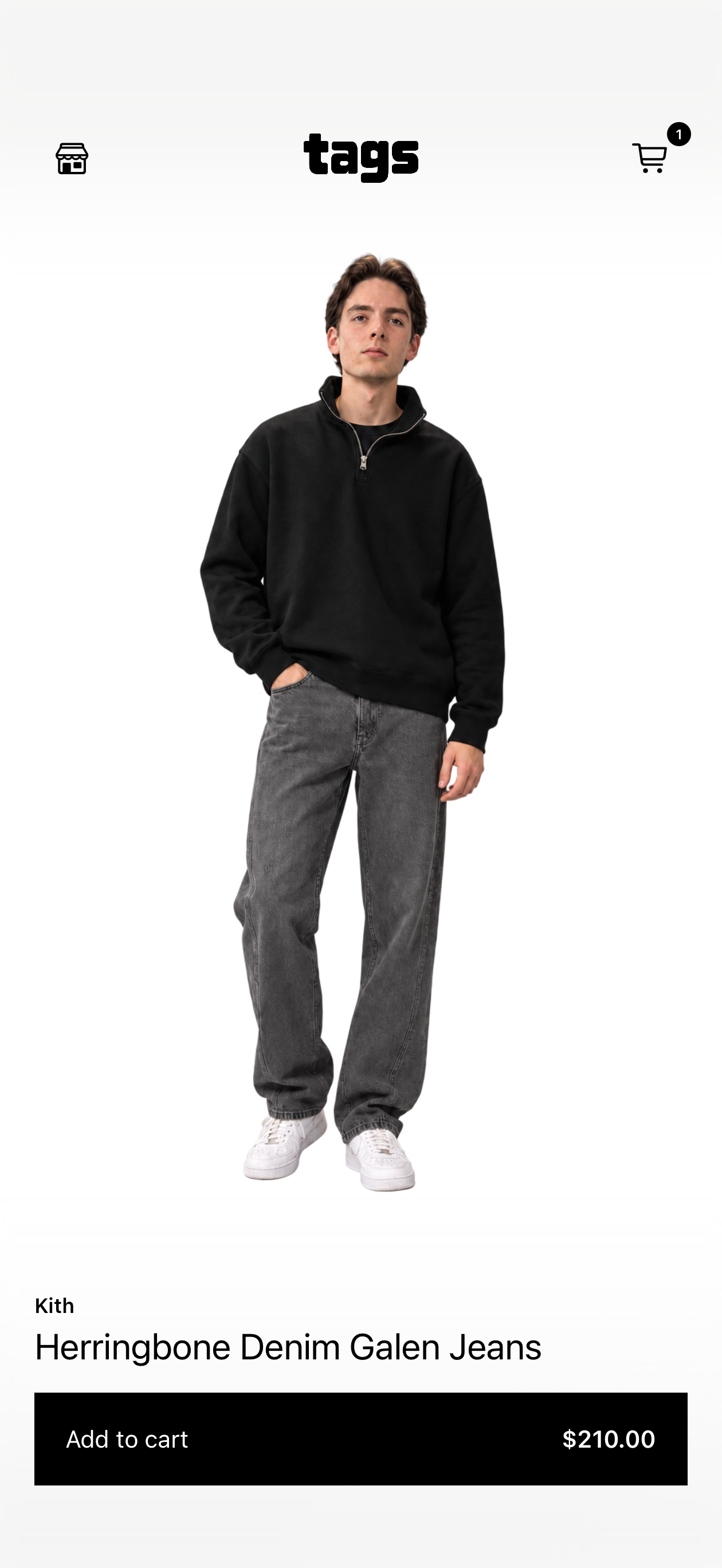 Wearing Kith jeans in the Tags app